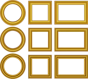 Vector image of set of gold frames