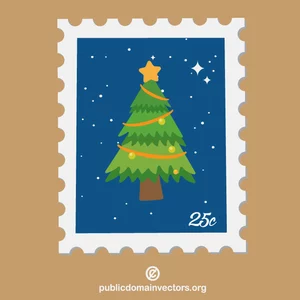 Sello postal del árbol de Navidad