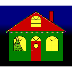 Talo jouluvalojen vektorikuvalla