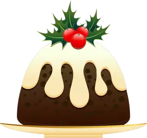 Christmas pudding med misteltein vektorgrafikk