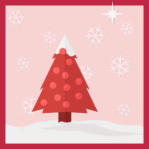 Kerstboom in de sneeuw wenskaart vector illustraties