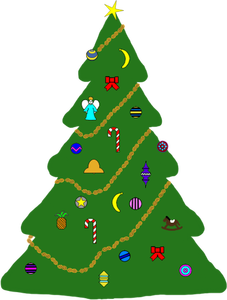 Árbol de Navidad con dibujo vectorial de ornamentos