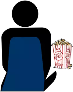 Person med popcorn på bio vector symbolen