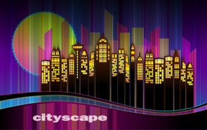 Vector clip art of cityscape skyline