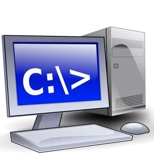 PC avec l'icône de disque dur de C verctor de dessin vectoriel