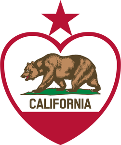 Bandera de República de California en forma de corazón vector imagen