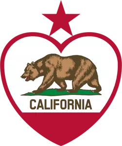 Drapeau de la République de Californie en forme de coeur vector image