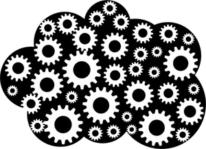 Cloud with gears vector silhouette