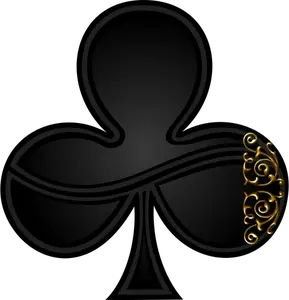 Immagine vettoriale del segno del trifoglio per carta di gioco d'azzardo arrotondato decorazione a spirale