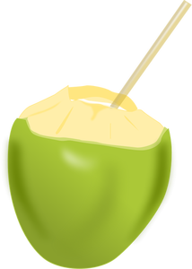 Kokosnuss mit einem Stroh Vektor-ClipArts