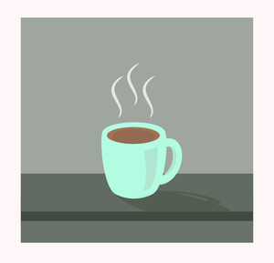 Image vectorielle de tasse à café torride sur table gris