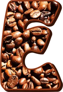 Tipografia di chicchi di caffè E