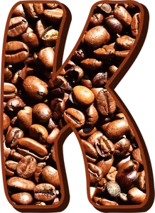 Boabe de cafea tipografie K