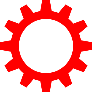 Röda kugghjul symbol