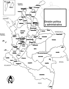 Colombia regioner karta vektorbild