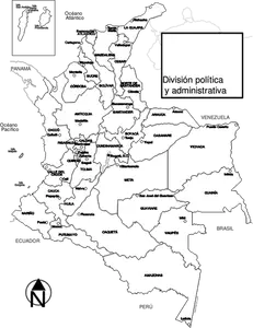 Obraz vektorové mapy oblastí Kolumbie