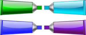 Bilde av grønne, blå, lilla og cyan farge rør