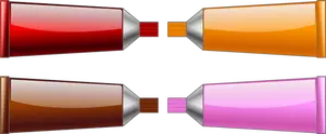 Menggambar tabung warna merah, oranye, coklat dan pink