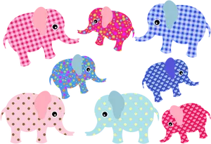 Elefanţi colorat retro