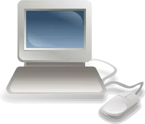 Tietokone, jossa on näppäimistön ja hiiren vektorikuva