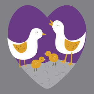 Vector illustraties van liefdevolle chick familie