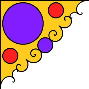 Vectorillustratie van hoek decoratie in geel, paars en rood