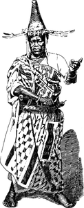 Afrikanske 1800 mannsdrakt i svart-hvitt vector illustrasjon