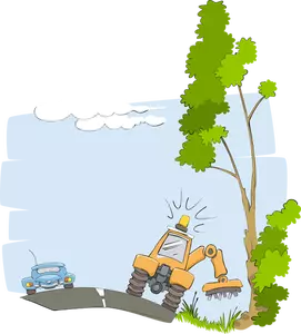 Vector clip art of road maintenance plant cutting