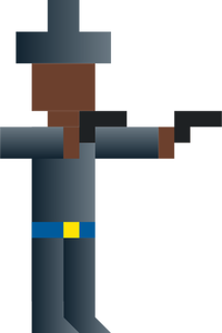 Vector de la imagen del vaquero con arte pixel dos pistolas