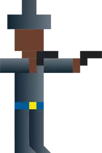 Векторное изображение ковбоя с двумя пушками пиксель арт