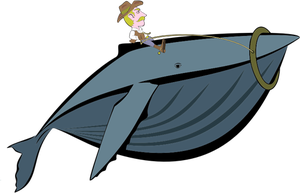 Cowboy riding whale