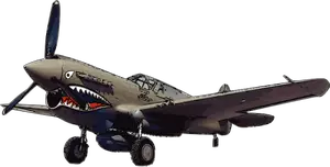 P-40 Warhawk aircraft vector illustration