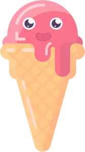 Cone de gelado da morango