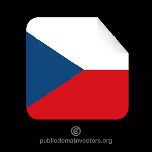 Etiqueta cuadrada con la bandera Checa