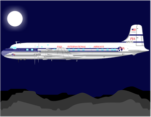 Vliegtuig onder maanlicht