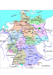 Mappa politica di disegno vettoriale di Germania