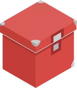Gambar vektor kotak penyimpanan merah dengan tutup