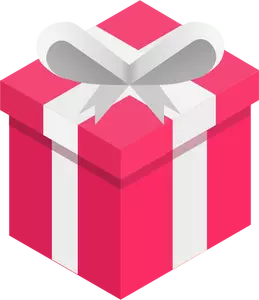 Vector clip art of pink gift box with a white ribbon