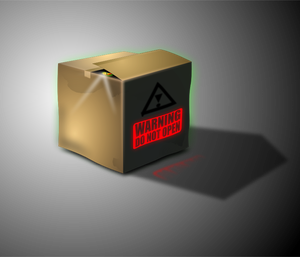 Illustrazione vettoriale della scatola con non aprite segnale di avvertimento su di esso