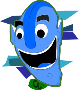 Vector clip art of large blue head character