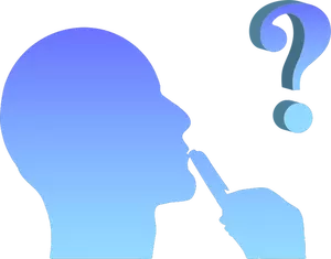 Deep thought man silhouette vector drawing