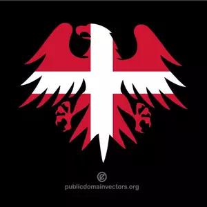 Águila heráldica con la bandera de Dinamarca