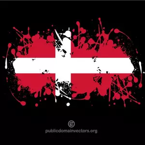 Salpicón de tinta con la bandera de Dinamarca