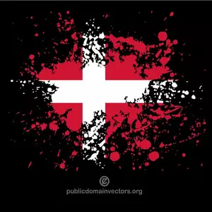 Drapelul Danemarcei pe fundal negru