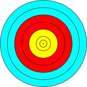 Gambar vektor lingkaran biru, merah dan kuning target