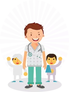 Arts met kleine patiënten