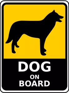 Hond aan boord van teken vector afbeelding