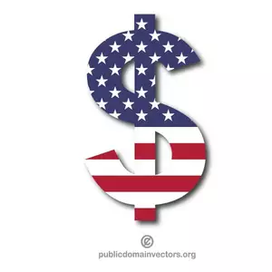 Símbolo de dólar, com a bandeira americana