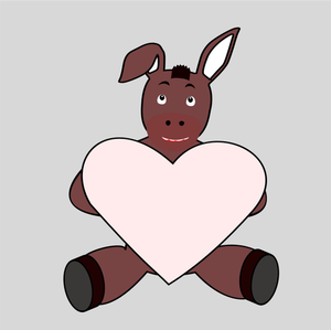 Donkey hålla hjärtat vektorritning