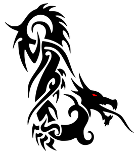Rode ogen draak silhouet vector afbeelding